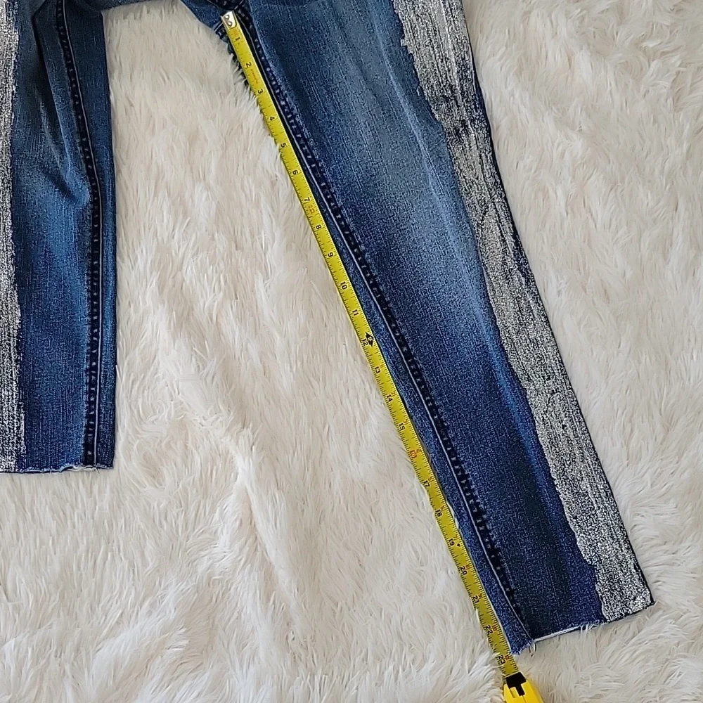 Justice Jeans Girls Size 12 Slim Silver Glitter Stripe
